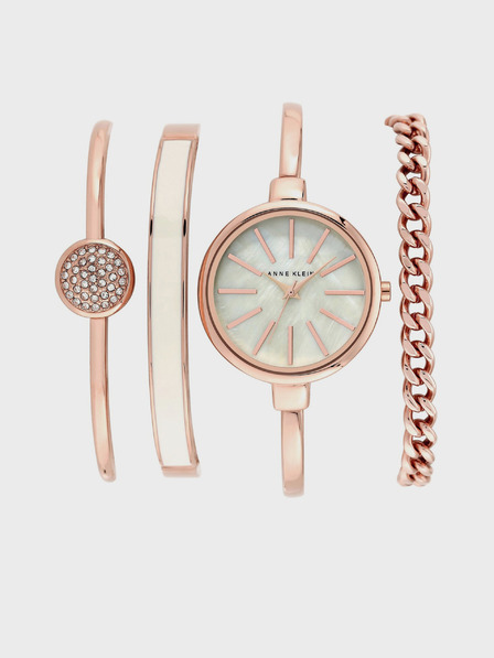 Anne Klein Anne Klein rosegoldene Damenuhr und Armband-Set