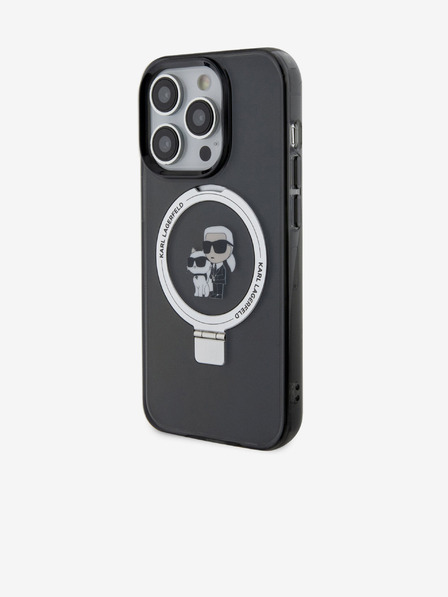 Karl Lagerfeld Ringstand Karl und Choupette MagSafe Back Cover für iPhone 15 Pro Max Schwarz Karl Lagerfeld