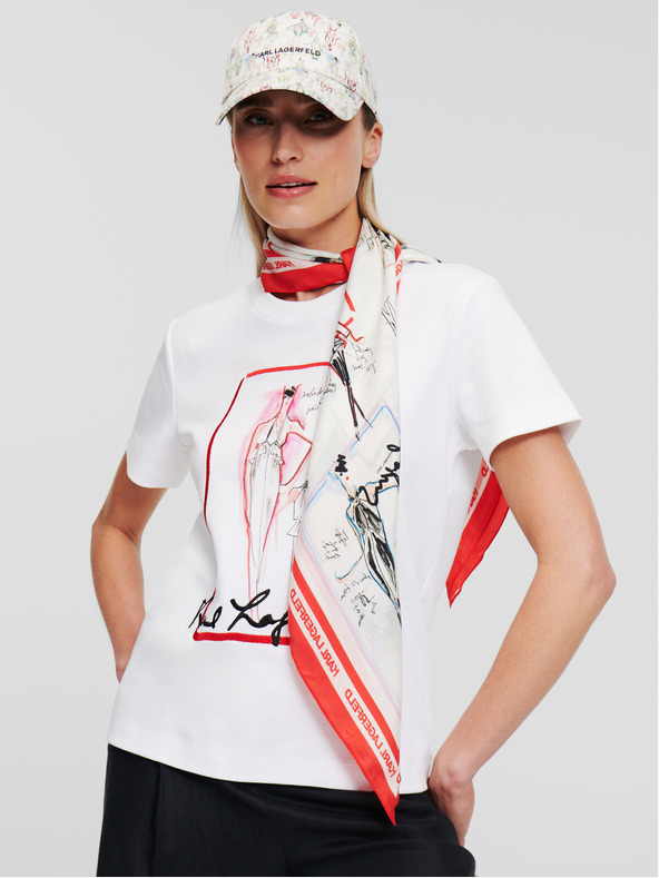 Karl Lagerfeld Weißes Damen-T-Shirt KARL LAGERFELD Archiv