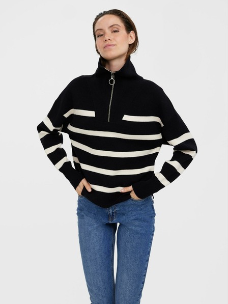 Vero Moda Cremefarbener und schwarz gestreifter Pullover VERO MODA Saba