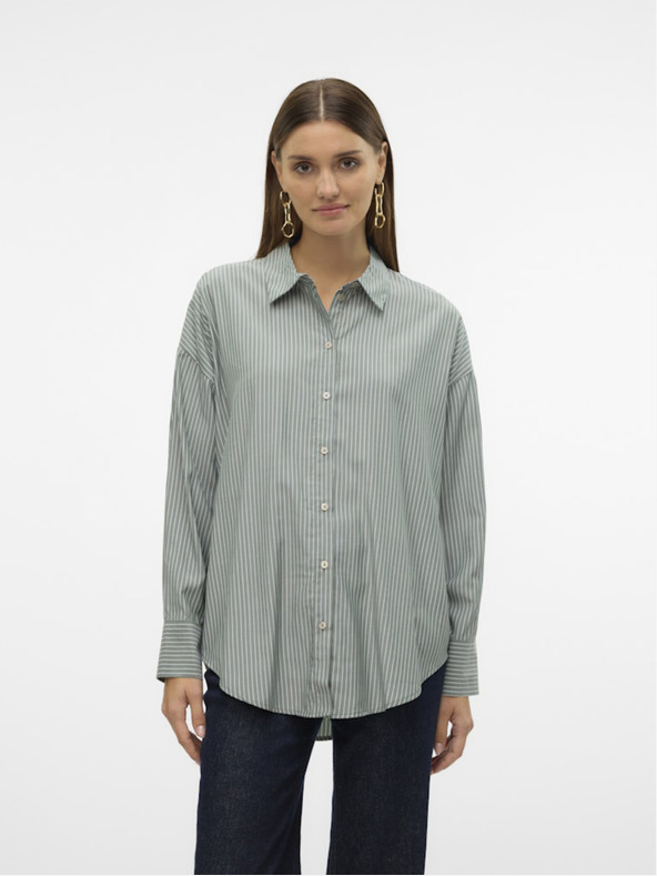 Vero Moda Weiß und grün gestreiftes Damenhemd Vero Moda Nora
