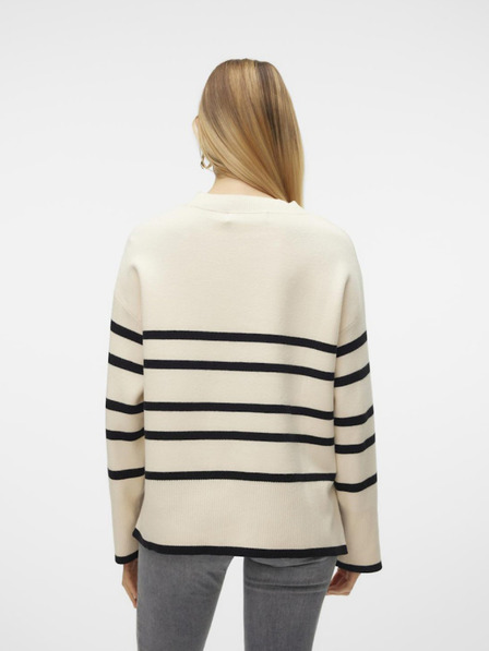 Vero Moda Schwarzer und cremefarbener gestreifter Damenpullover Vero Moda Saba
