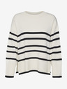 Vero Moda Schwarzer und cremefarbener gestreifter Damenpullover Vero Moda Saba